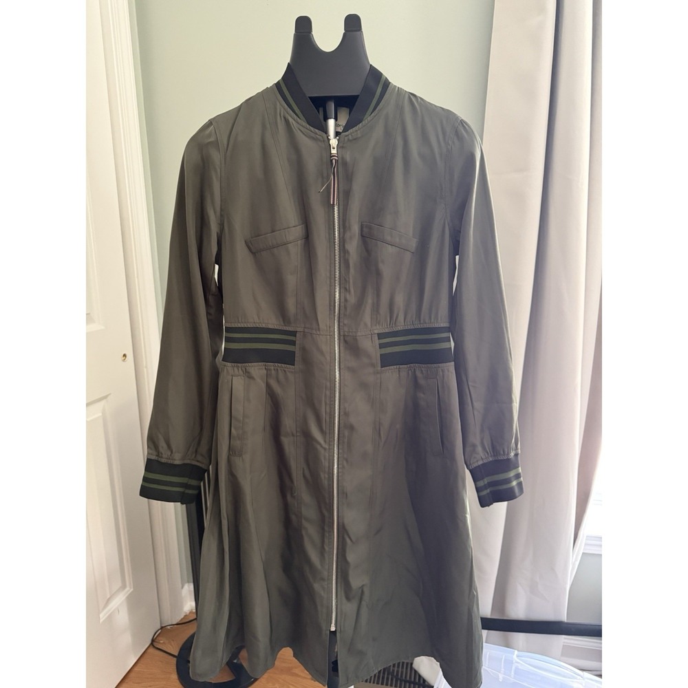 Olive bomber zip midi dress utility minimalist sporty streetwear Korirl L